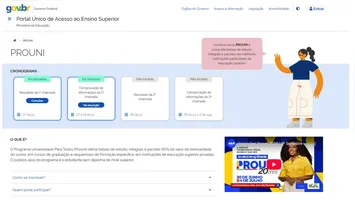 O programa oferece bolsas de estudo integrais e parciais em instituições privadas de ensino superior em todo o país.