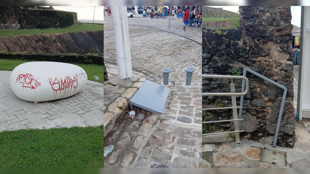 'Grafiteiros' depredam rua da Ladeira e causam revolta em Belém