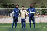 Preparador de goleiros do Remo, Daniel Crizel (centro), ao lado de Marcelo Rangel e Igor Vinhas