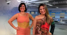 Priscila Belfort e Drielle Sasaki no estúdio da RBA TV após gravação do DOL Delas.