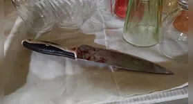 Faca usada no crime apresentada pela PC