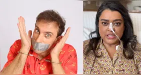 Humorista ironizou processo movido pela cantora e mencionou tratamento contra a doença durante show em SP
