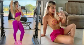 Mariana Polastreli se exercita na academia e brinca sobre sugestão do marido: “disse que estou muito magrinha. Manda quem pode…”