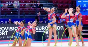 Conjunto júnior do Brasil no Mundial de ginástica rítmica