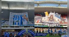 Torcidas de Paysandu e Remo demonstrando seu fanatismo nas arquibancadas do Mangueirão