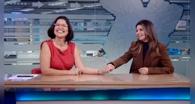 Priscila Belfor e Adriely Houat durante gravação do DOL Delas no estúdio da RBA TV.