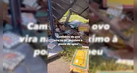 As cubas de ovos ficaram espalhadas pela rodovia.
