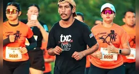 Corredor Isaque em uma maratona no Pará