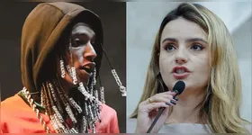 O cantor Oruam e a vereadora da capital paulista Amanda Vettorazzo, autora da proposta do projeto de lei “Anti-Oruam”.