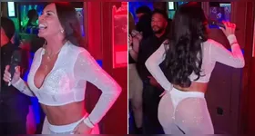 Gretchen exibe figurino ousado e anima público na Irlanda