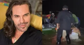 Segurança de Eduardo Costa empurra fã no rio após show no município de Xinguara, no Pará.