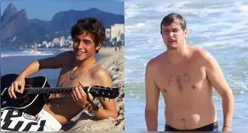 Felipe Dylon aproveita o dia de calor na praia de Ipanema, no Rio de Janeiro.