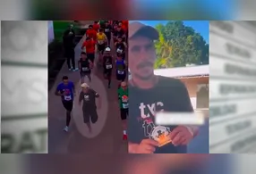 Homem, que ficou conhecido como Atleta da Resenha, viralizou após correr em prova de chinelo e embriagado.