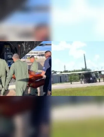 Força aérea brasileirea transporta corpos de estudantes e motorista da UFPA vítimas de acidente em Goiás.