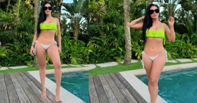 Imagem ilustrativa da notícia De biquíni, Simaria posa em piscina e é exaltada na web