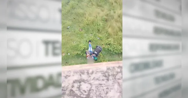 Imagem ilustrativa da notícia Vídeo: Motociclista cai do elevado do Entroncamento