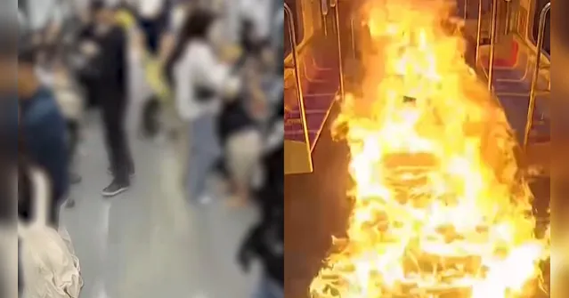 Imagem ilustrativa da notícia Vídeo: homem ateia fogo em metrô lotado na Coréia do Sul