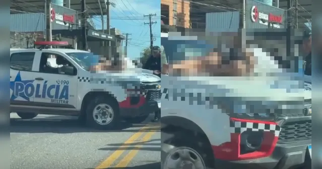 Imagem ilustrativa da notícia VÍDEO: Motociclista colide e 'voa' para cima de viatura da PM em Belém