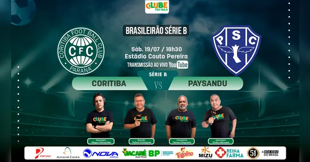 Imagem ilustrativa da notícia Tem jogo no DOL e na Clube: ouça Coritiba x Paysandu