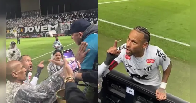 Imagem ilustrativa da notícia VÍDEO: Neymar briga feio com torcedor depois da derrota do Santos