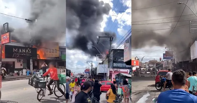 Imagem ilustrativa da notícia Incêndio de grandes proporções atinge loja de calçados em Ananindeua