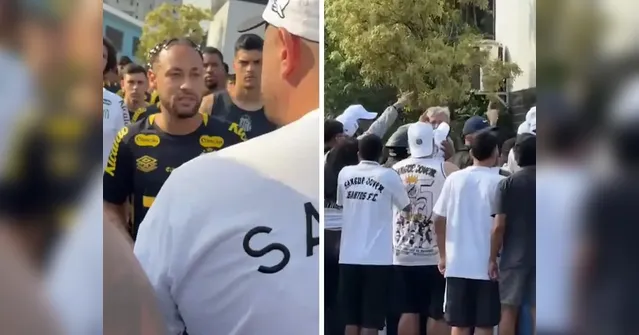 Imagem ilustrativa da notícia Torcedores do Santos invadem CT Rei Pelé e enquadram Neymar