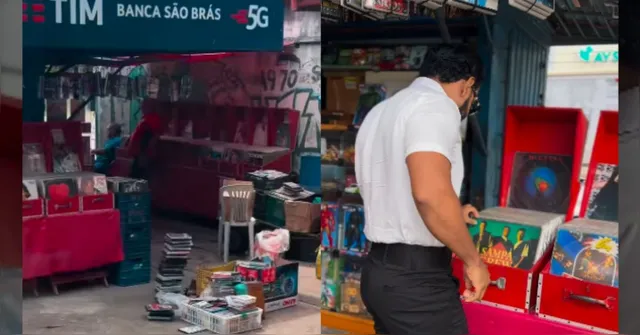 Imagem ilustrativa da notícia Pablo visita banca de vinis em Belém após show no Pararraiá