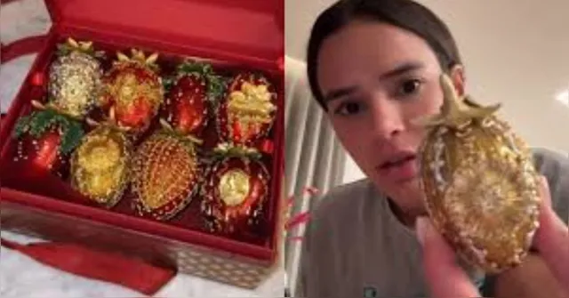 Imagem ilustrativa da notícia Bruna Marquezine se rende ao "Morango do amor de luxo" de R$ 2 mil