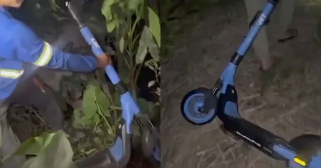 Imagem ilustrativa da notícia Vídeo: patinete é encontrado sem bateria no canal do Barreiro, em Belém