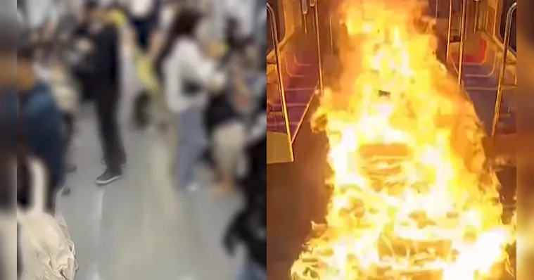 Imagem ilustrativa da notícia Vídeo: homem ateia fogo em metrô lotado na Coréia do Sul
