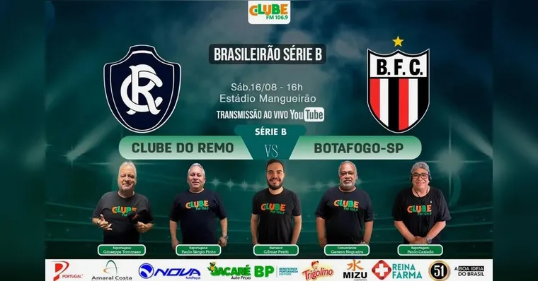 Imagem ilustrativa da notícia Tem Jogo no DOL e na Clube: ouça Remo x Botafogo-SP