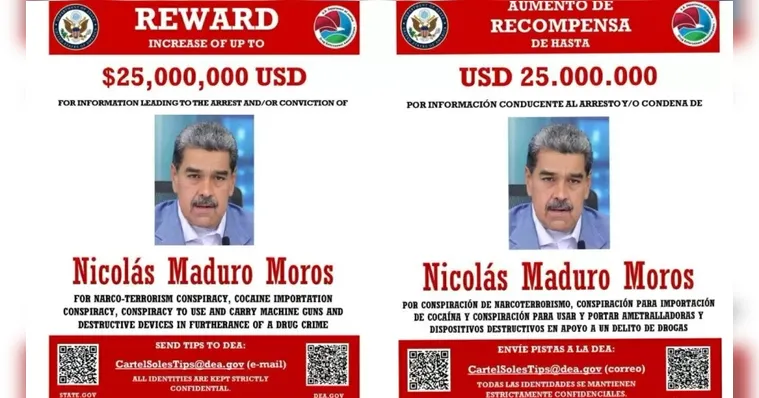 Imagem ilustrativa da notícia EUA oferecem R$ 140 milhões por pistas sobre Nicolas Maduro