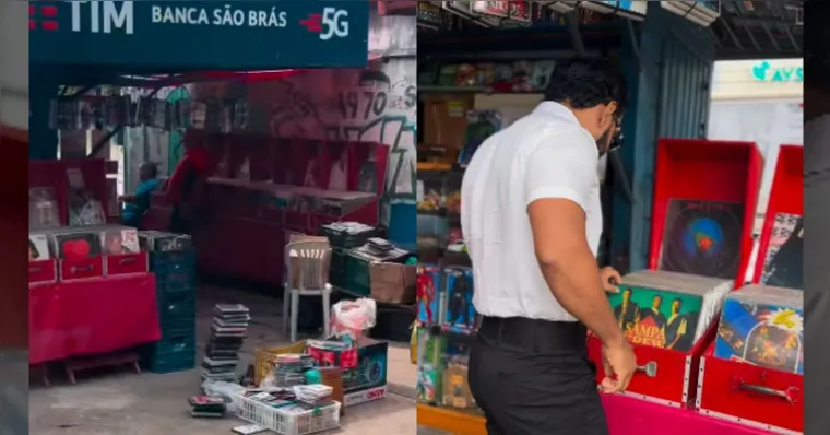 Imagem ilustrativa da notícia Pablo visita banca de vinis em Belém após show no Pararraiá