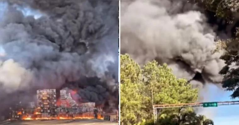 Imagem ilustrativa da notícia Vídeo: incêndio atinge indústria em Guarulhos neste sábado (26)