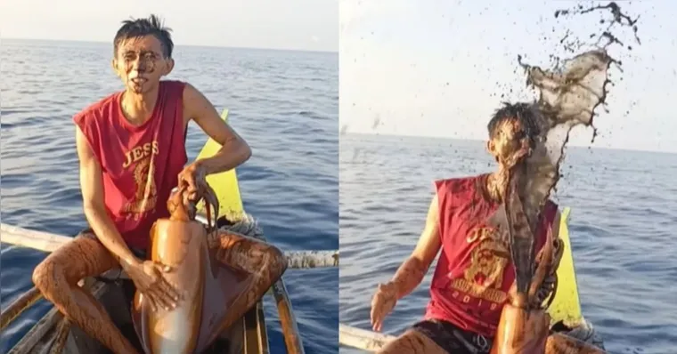 Imagem ilustrativa da notícia Vídeo: Lula reage e esguicha tinta em pescador nas Filipinas