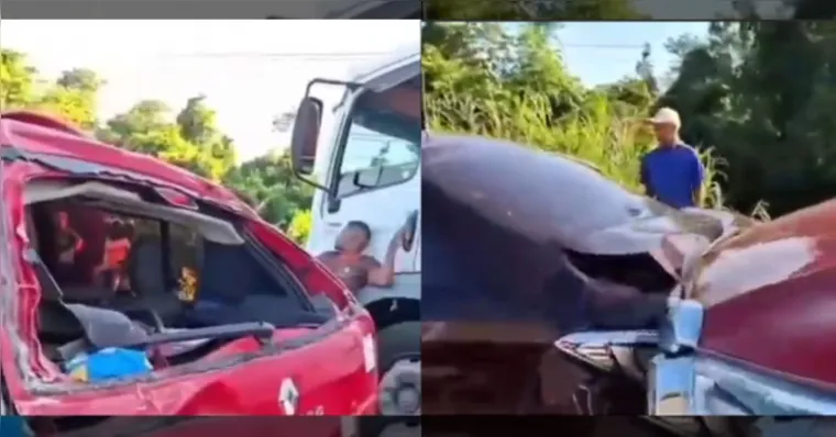 Imagem ilustrativa da notícia Engavetamento com seis veículos trava BR-316; veja vídeo