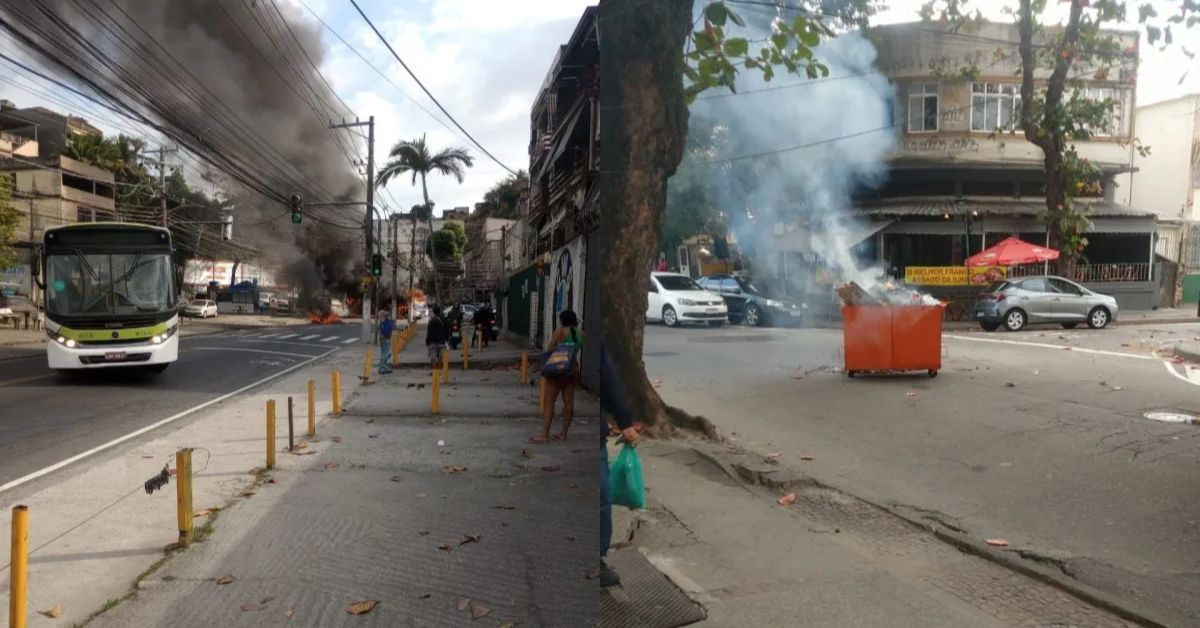 traficantes sequestraram doze ônibus para utlizarem como barricadas. Além disso, um coletivo e caçambas de lixo foram incendiados e seis supeitos foram detidos, entre eles, dois adolescentes.