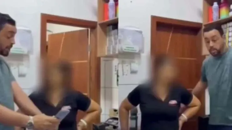 Momento em que o patrão revela a situação à funcionária