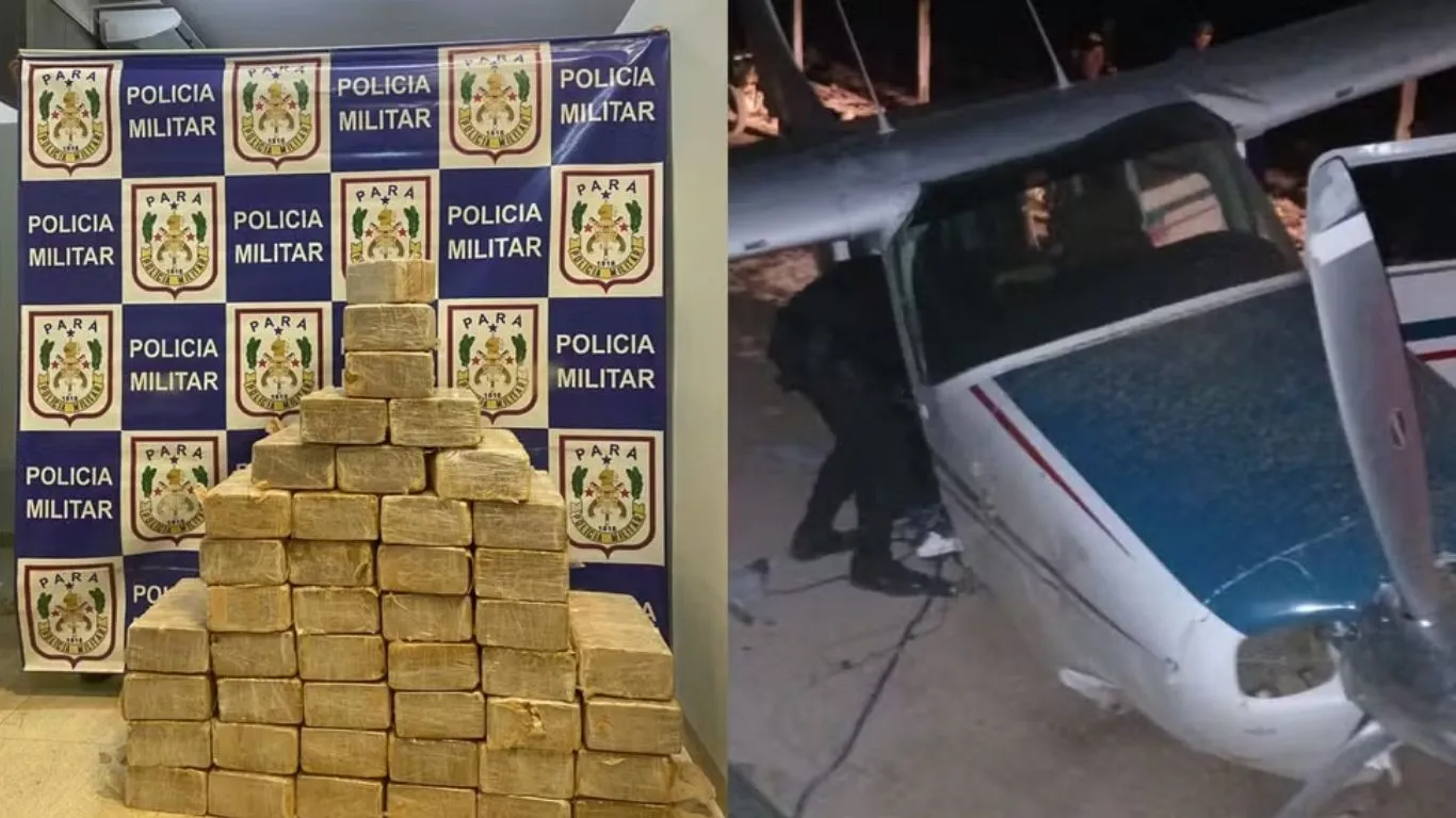 Um avião monomotor carregado com cerca de 430 quilos de pasta base de cocaína caiu em uma fazenda no município de Santana do Araguaia.