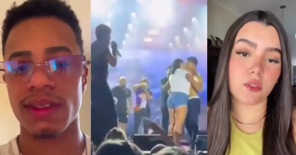 Ezequiel aceitou desafio de Nattan, beijou desconhecida por dinheiro e viu seu namoro com Júlia acabar diante da multidão.
