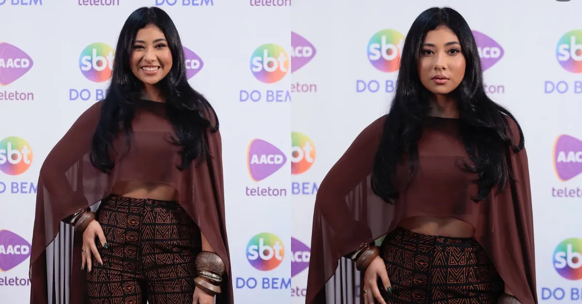 Zaynara durante sua estreia no Teleton 2025, em São Paulo, levando a força e a musicalidade do Norte para a maratona solidária.