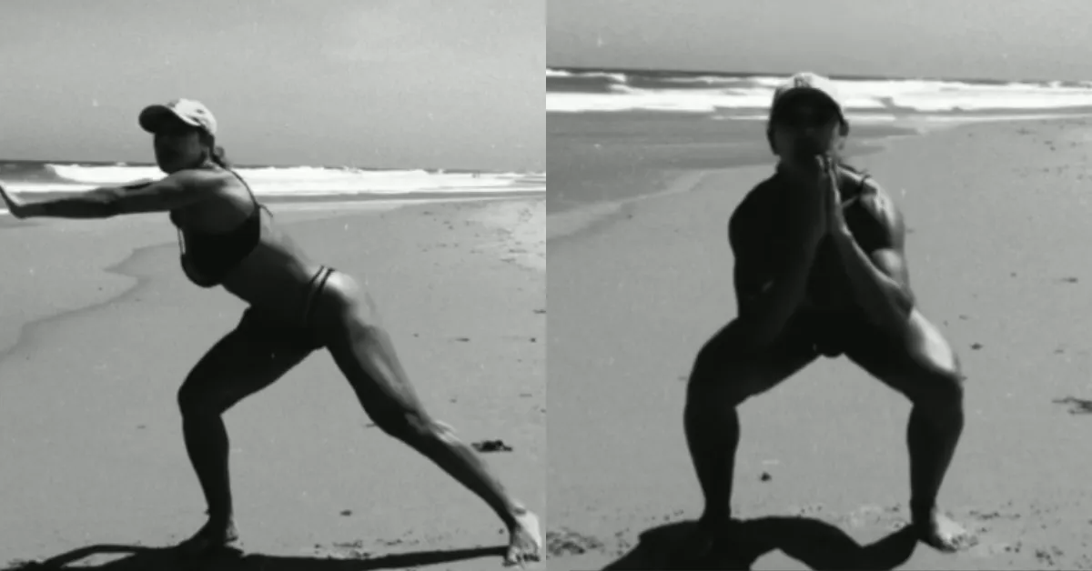 Scheila Carvalho aproveitou a praia vazia para fazer um treino de alta intensidade e celebrar a vida com gratidão.