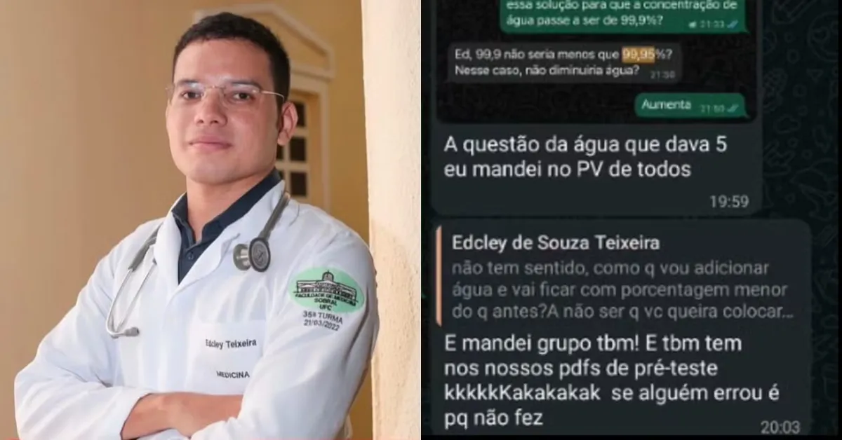 Mensagens enviadas por Edcley ao grupo de mentorias mostram que ele já celebrava, ainda em março, a possibilidade de seus alunos acertarem questões que só apareceriam no Enem meses depois.
