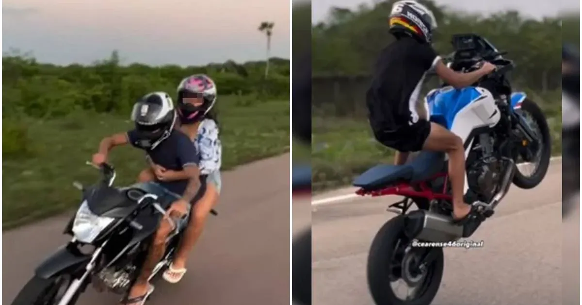 Ruan Carlos, o “Cearense”, em registros publicados nas redes sociais, onde costumava aparecer pilotando motocicletas.