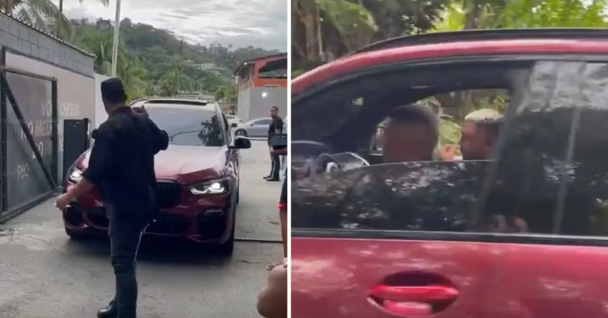 MC Poze deixa a festa com uma mulher