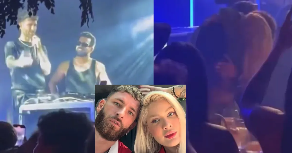 Léo Pereira e Karoline Lima se beijam após declaração pública do zagueiro durante festa do Flamengo.