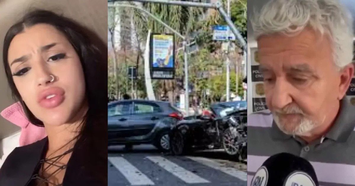 Porsche avaliado em R$ 1,5 milhão colidiu com Hyundai HB20 e atingiu poste na Zona Oeste de São Paulo.