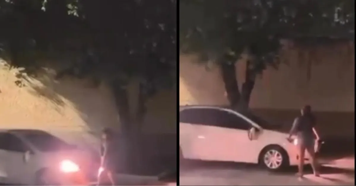 Mulher revoltada quebra carro do marido com capacete após flagrar suposta traição na Travessa 14 de Março, em Belém.