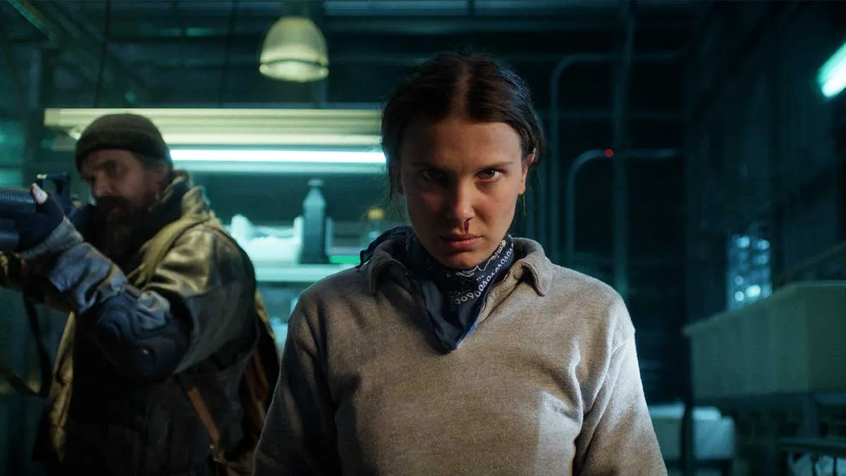 Eleven (Millie Bobby Brown) e Hopper (David Harbour) retornam para a luta derradeira contra Vecna, o vilão central da temporada final de Stranger Things.