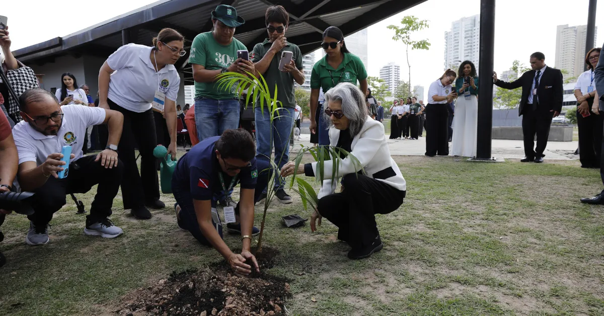 A ministra Cármen Lúcia plantou uma muda durante o evento